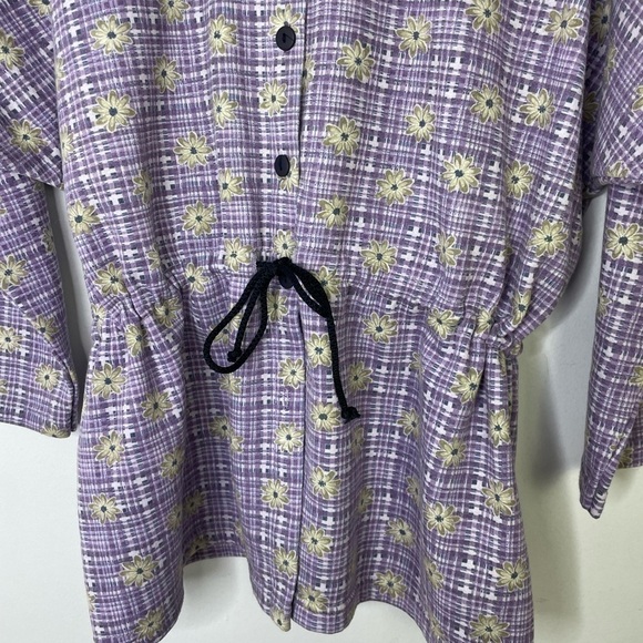 Vintage floral drawstring wais buttons down sweatshirt - Picture 3 of 9